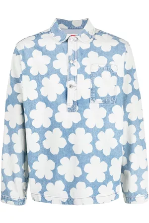 Kenzo Men Floral Jackets - Floral-print shirt jacket - Blue