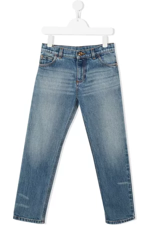VERSACE Straight Jeans - Stonewashed straight-leg jeans - Blue