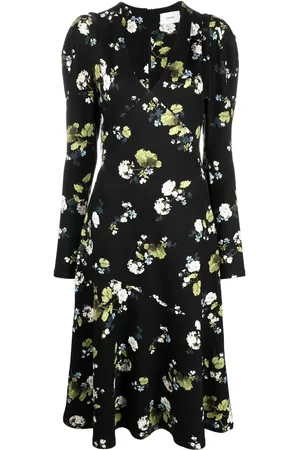 Erdem Floral-print puff-shoulder dress