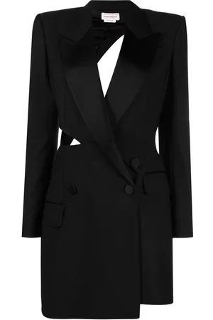 Alexander McQueen Women Asymmetrical Dresses - Cut-out asymmetric blazer dress - Black