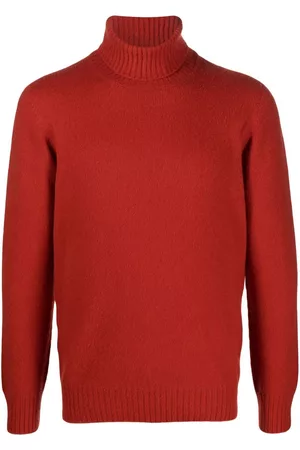 D4.0 Men Turtleneck Sweaters - Roll-neck wool jumper - Red