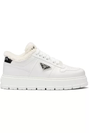 Prada Women Low Top & Lifestyle Sneakers - Triangle-plaque low-top sneakers - White