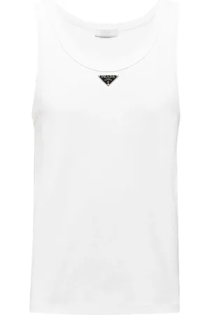 Prada Triangle-logo cotton tank top