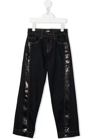 Karl Lagerfeld Straight Jeans - Contrast-stripe straight-leg jeans - Blue