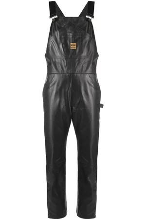WASHINGTON DEE CEE Women Dungarees - Straight-leg leather overalls - Black