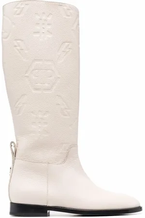 Philipp Plein Embossed-logo knee-high boots