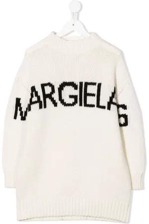 Maison Margiela Girls Casual Dresses - Intarsia-knit wool jumper dress - Neutrals