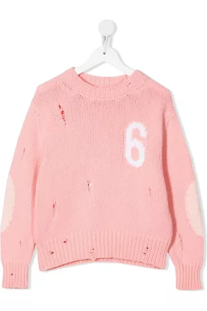 Maison Margiela Girls Sweaters - Maglia intarsia-knit jumper - Pink