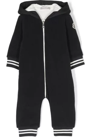 Moncler Rompers - Logo-hood jersey romper - Blue