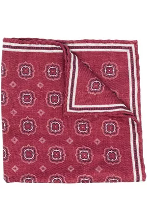 Brunello Cucinelli Men Bow Ties - Geometric-print pocket-square - Red