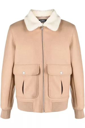 A.P.C. Bomber Jackets - Faux fur-shearling bomber jacket - Neutrals