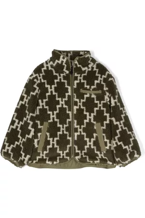 MARCELO BURLON Cross-motif fleece zipped jacket - Green