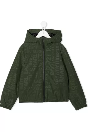 Karl Lagerfeld Boys Bomber Jackets - Logo-print hooded jacket - Green