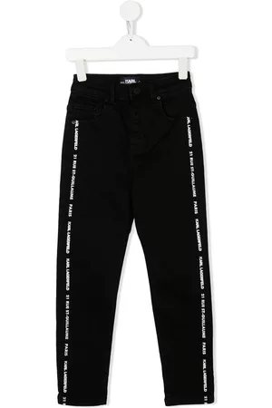 Karl Lagerfeld Boys Straight Leg Pants - Logo-trim straight-leg trousers - Black