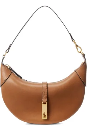 Lauren Ralph Lauren Waxed Leather Small Kassie Shoulder Bag - Chestnut Brown