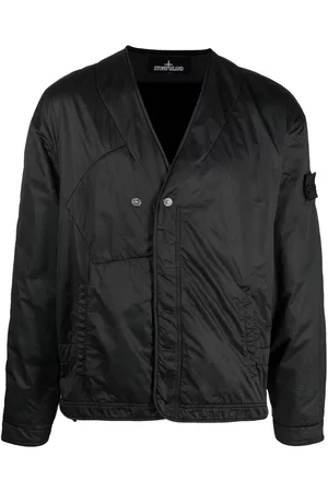 Stone Island Men Jackets - Logo-patch collarless jacket - Black