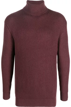 TAGLIATORE Men Turtleneck Sweaters - Ribbed roll neck jumper - Red