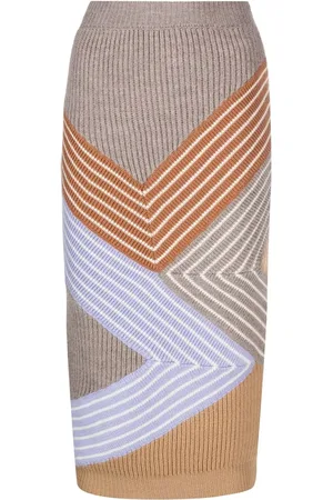 Stella McCartney 3D stripes wool midi skirt