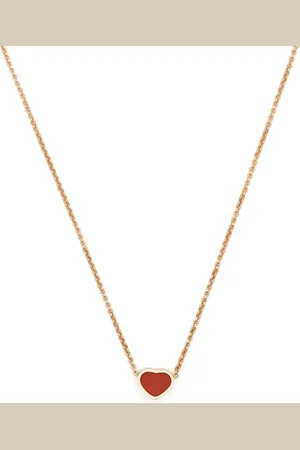 Chopard 18kt rose gold My Happy Heart carnelian necklace
