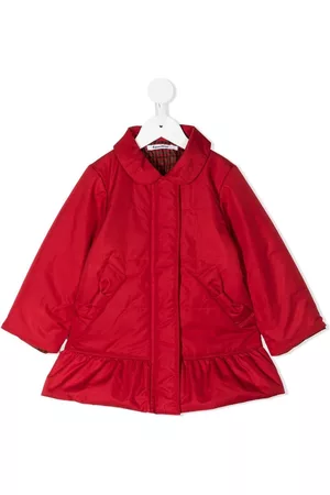 Familiar Puffer Jackets - Ruffle-detail padded coat - Red