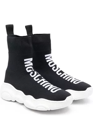 Moschino Boys Sock Sneakers - Logo-jacquard sock sneakers - Black