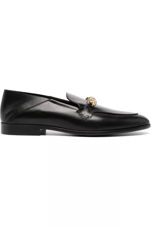 VERSACE Men Loafers - Medusa chain-detail leather loafers - Black