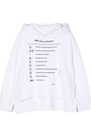 Maison Margiela Boys Hoodies - Numbers-print cotton hoodie - White