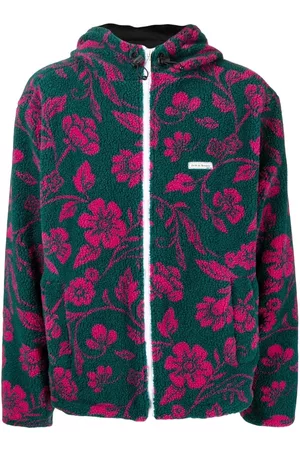 Drôle de Monsieur Men Fleece Jackets - Floral-print zip-up fleece jacket - Green