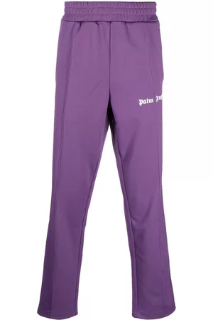 Palm Angels Men Sweatpants - Logo-print striped track pants - Purple
