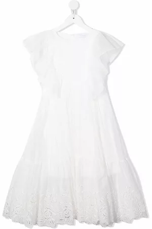 MONNALISA Girls Graduation Dresses - Broderie-anglaise dress - White