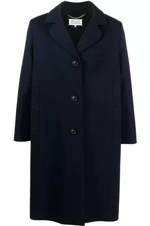 Maison Margiela Men Coats - Single-breasted wool-blend coat - Blue