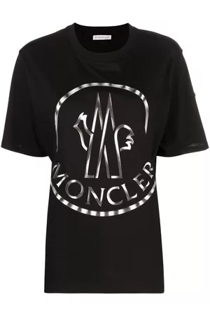 Moncler Women Short Sleeved T-Shirts - Logo-print short-sleeve T-shirt - Black