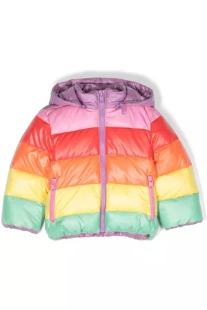 Stella McCartney Puffer Jackets - Colour-block striped padded jacket - Purple