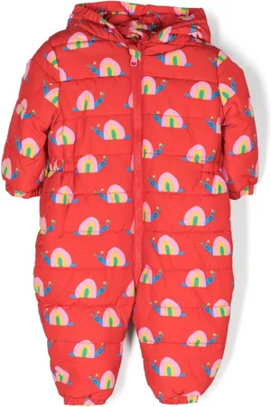Stella McCartney Ski Suits - Snail-print quilted snowsuit - Red