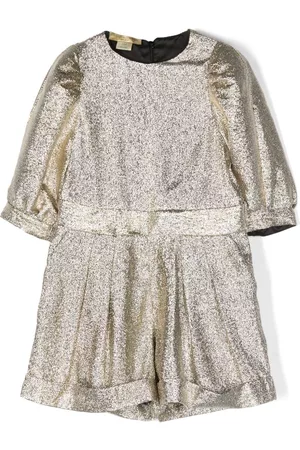 Stella McCartney Girls Playsuits & Rompers - Metallic-effect long-sleeved playsuit - Gold