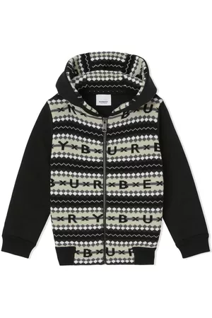 Burberry Boys Hoodies - Fair Isle logo-patter hoodie - Black