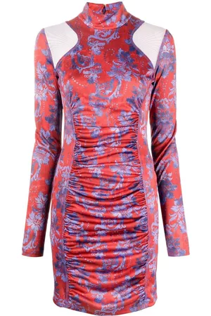 VERSACE Women Party mini dresses - Paisley-print ruched minidress - Red