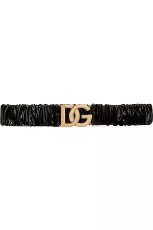 Dolce & Gabbana Women Belts - DG logo-detail ruched belt - Black