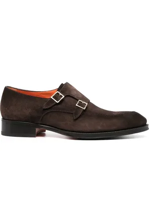 santoni Bucked suede monk shoes