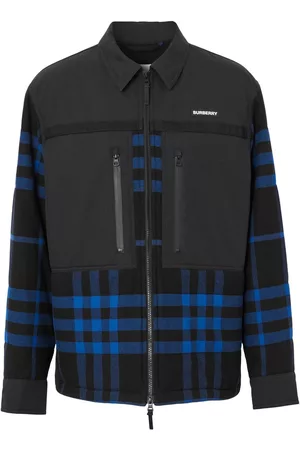 Burberry Men Shirts - Logo-print over-shirt - Blue