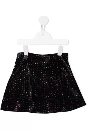 Emporio Armani Girls Printed Skirts - Patterned flared mini skirt - Black