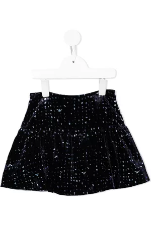 Emporio Armani Girls Printed Skirts - Patterned flared mini skirt - Black