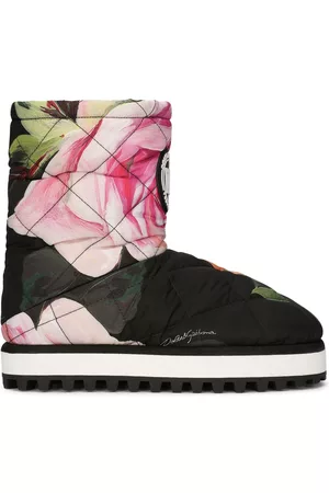 Dolce & Gabbana Women Snow Boots - Padded floral-print snow boots - Black