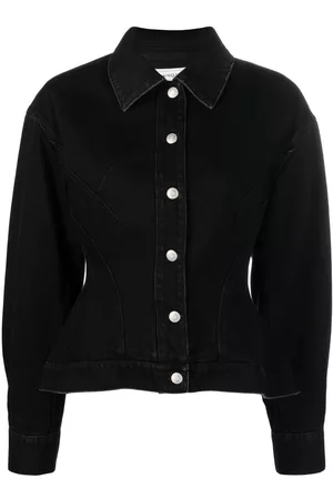 Alexander McQueen Women Denim Jackets - Peplum denim jacket - Black