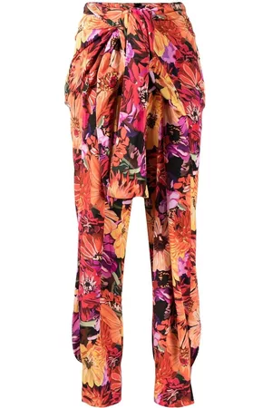 Stella McCartney Women Pants - Floral-print cropped silk trousers - Multicolour