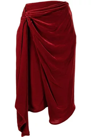 Stella McCartney Women Midi Skirts - Gathered velvet midi skirt