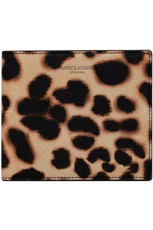 Saint Laurent Men Wallets - Leopard-print leather cardholder - Black
