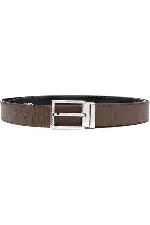 Salvatore Ferragamo Men Belts - Gancini-plaque leather buckle belt - Brown
