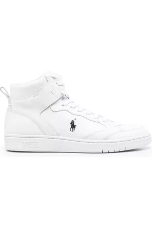 Ralph Lauren Men High Top Sneakers - Logo-embroidered high-top sneakers - White