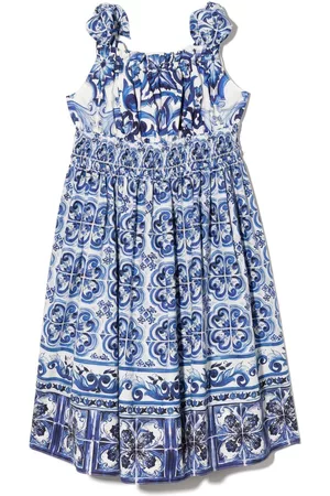 Dolce & Gabbana Majolica-print midi dress - Blue